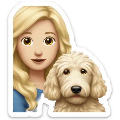 blonde white girl and her goldendoodle sticker