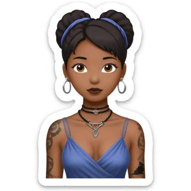 asian black girl with neck tattoo and 2 string dress sticker