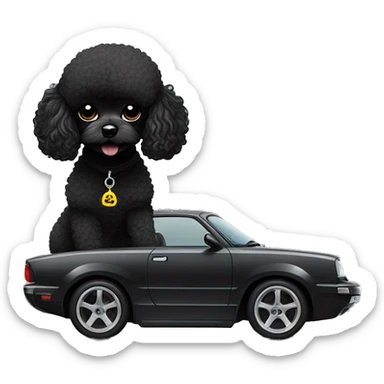 black toy poodle with silvia 15 drift car sticker