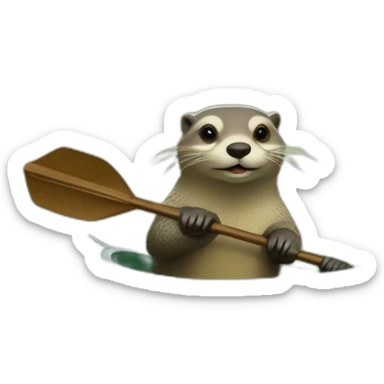 loutre avec un corps de tortue sur un kayak sticker