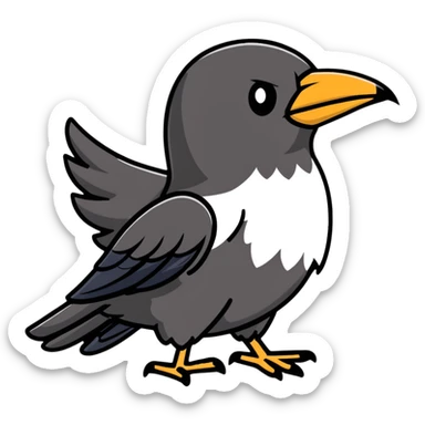crow with black wings and white breast sticker