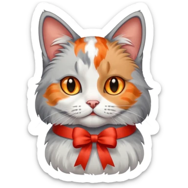 Dilute calico cat with ribbon sticker