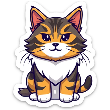powerful maine coon cat with impressive mane and cute but fierce expression sticker