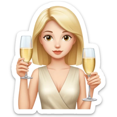 A beautiful girl holds a glass of champagne in one hand sticker