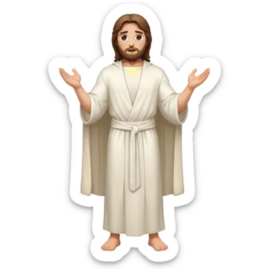 fullbody jesus christ jacked, sleeveless white robe and arms crossed sticker