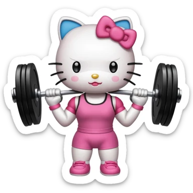 Traditional hello kitty lifting weights sticker