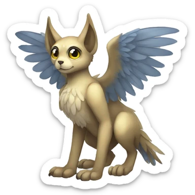 Anthro shy winged animal hybrid full body sticker