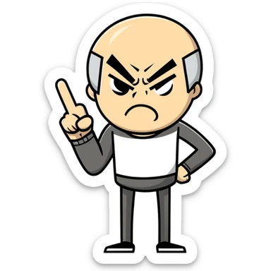 Very angry man holding up middle finger sticker