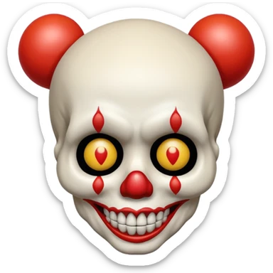 Tête de mort avec un nez de clown avec les mains sur la tête comme si il était choquer sticker