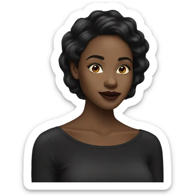 pretty black girl long black hair with lip lin sticker