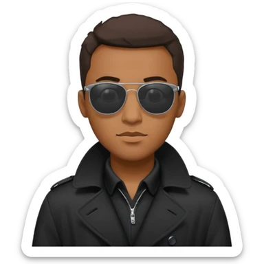 black man in black trenchcoat and sunglasses sticker