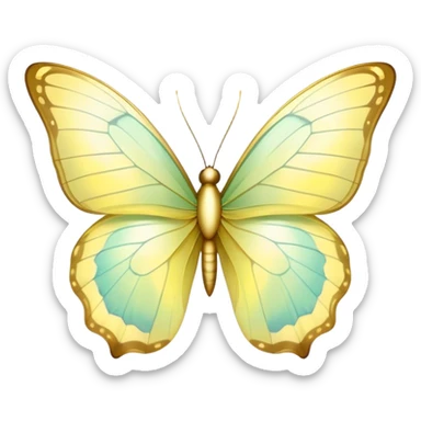 Pastel yellow iridescent butterfly sticker