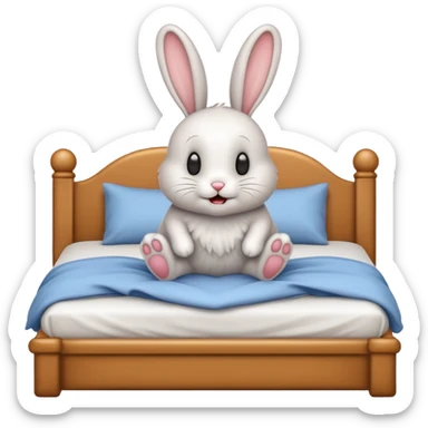 cartoon rabbit jumps out of bed sticker
