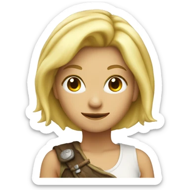 Blonde woman on dragon sticker