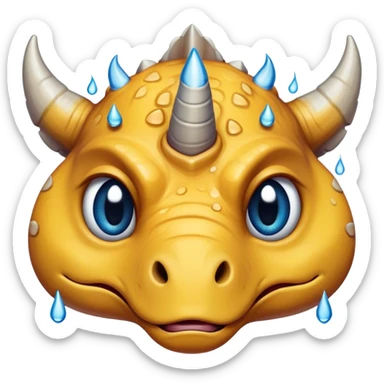 triceratops face with tears sticker