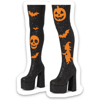 Halloween kpop idol stage boots, sparkly and fashionable, remove background sticker