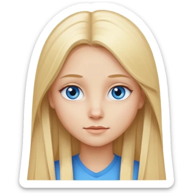Une fille blonde aux cheveux long lisse et aux petits yeux bleus sticker