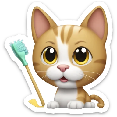 cat cleaning sticker