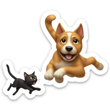Cat chasing dog sticker