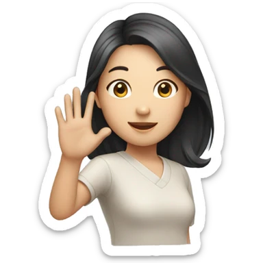 asian girl waving her hand sticker
