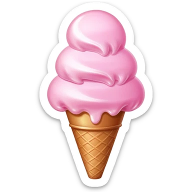 Glossy cotton candy in cone with shimmering, dewy surface and reflective highlights sticker