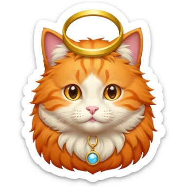 orange cat with a halo, cute and simple sticker