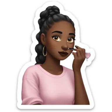 Aesthetic girl doing makeup at vanity  sticker