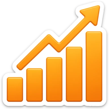 Orange Upward bar chart with a slight gradient, apple style emoji sticker