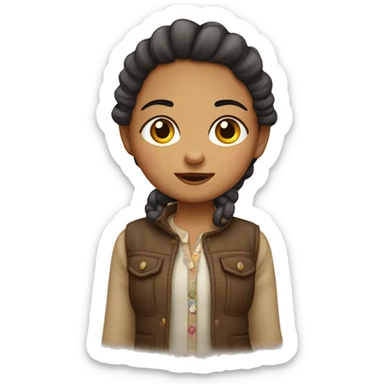 niña con pecas y coleta baja con los ojos cambados sticker