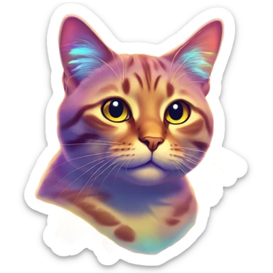 cat basking in sunlight trippy, psychedelic, playful sparkly sticker