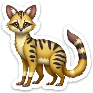 Civet-Genet-Possum-Serval-Caracal-Sergal-Trico-Numbat-Furret-fusion-Fakemon-hybrid-creature (full body) sticker