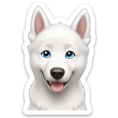 Happy white husky puppy blue eyes without eyebrows sticker