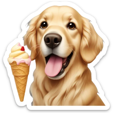 Golden retriever with ice cream  sticker