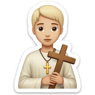 person with cross sticker