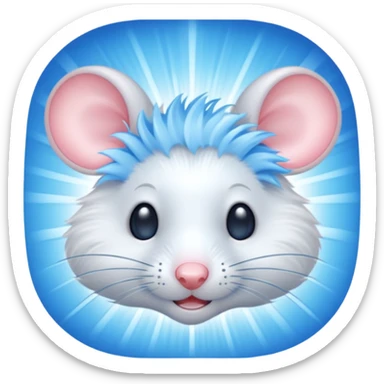 A mouse face with blue sun rays like a sun  sticker