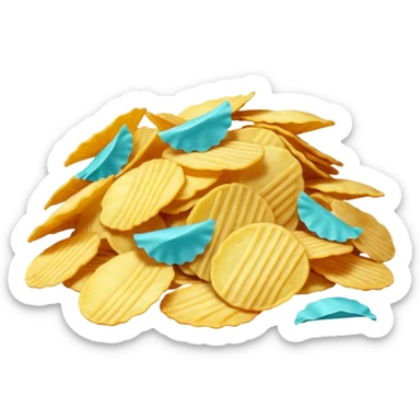 full turquoise colored potato chips sticker