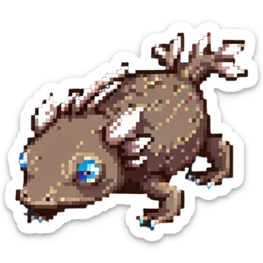 brown Minecraft axolotl, authentic blocky style and proportions, pixel art sticker