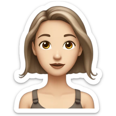 White girl with dark brown eyes and light brown hair with a dreamy fish looking face sticker