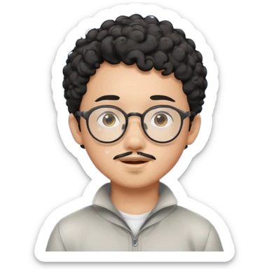 A young boy DEVELOPER WITH A laptop, black curly short hair, wearing glasses, a thin goatee, his skin is asian

Add the word "PIF" floating around him sticker