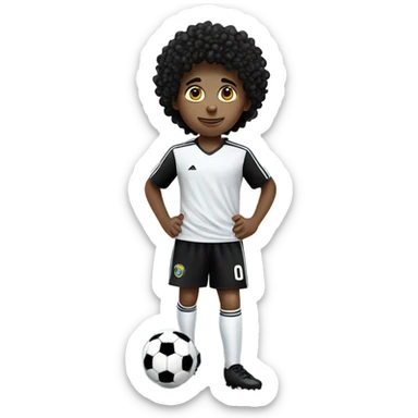 white kid black curly hairplaying soccer full body sticker