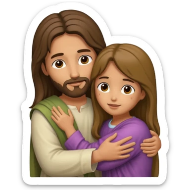 Jesus hugs a girl sticker