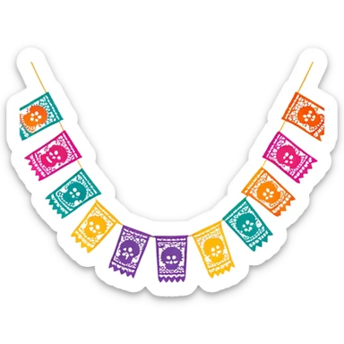 festive one garland of colorful mexican papel picado sticker