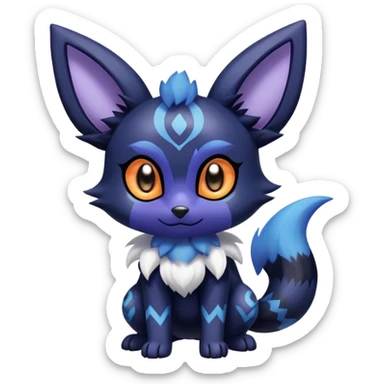 Shiny Cute Adorable Umbreon-Litten-Noibat-Meowstic-Hybrid-Creature with pattern-markings sticker