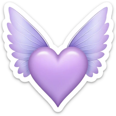 Pastel Purple Heart with white fairy wings sticker