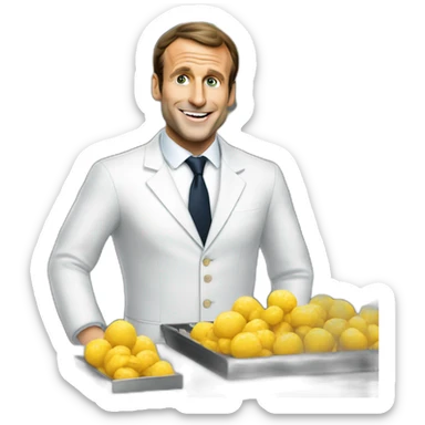 Emmanuel Macron as a cashier sticker