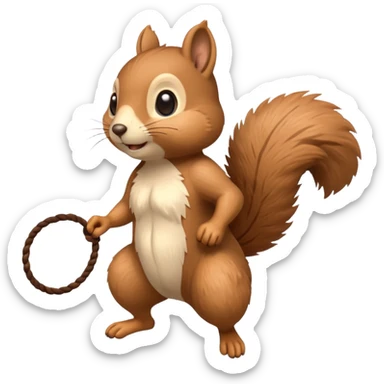 Squirrel playing jump rope sticker
