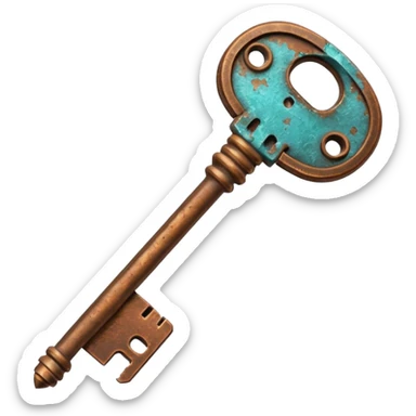 Rusted key with patina.





















 sticker