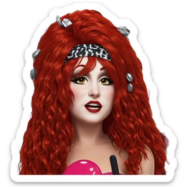 bold beauty with red hair sticker