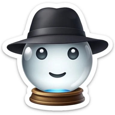 Crystal ball with a vision of a hat inside  sticker