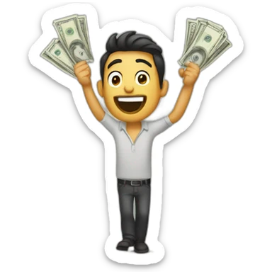 hombre saltando feliz mucho money dinero sticker